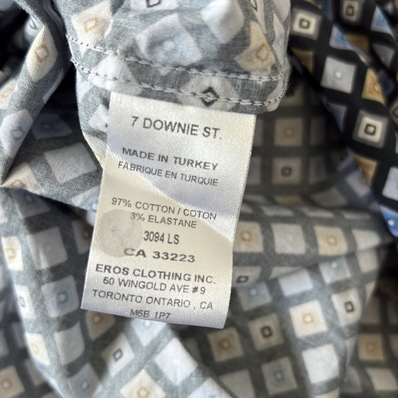 7 Downie St Geometric Patterned Long Sleeve Men’s Button-Up Dress Shirt Size 6 - Picture 5 of 5